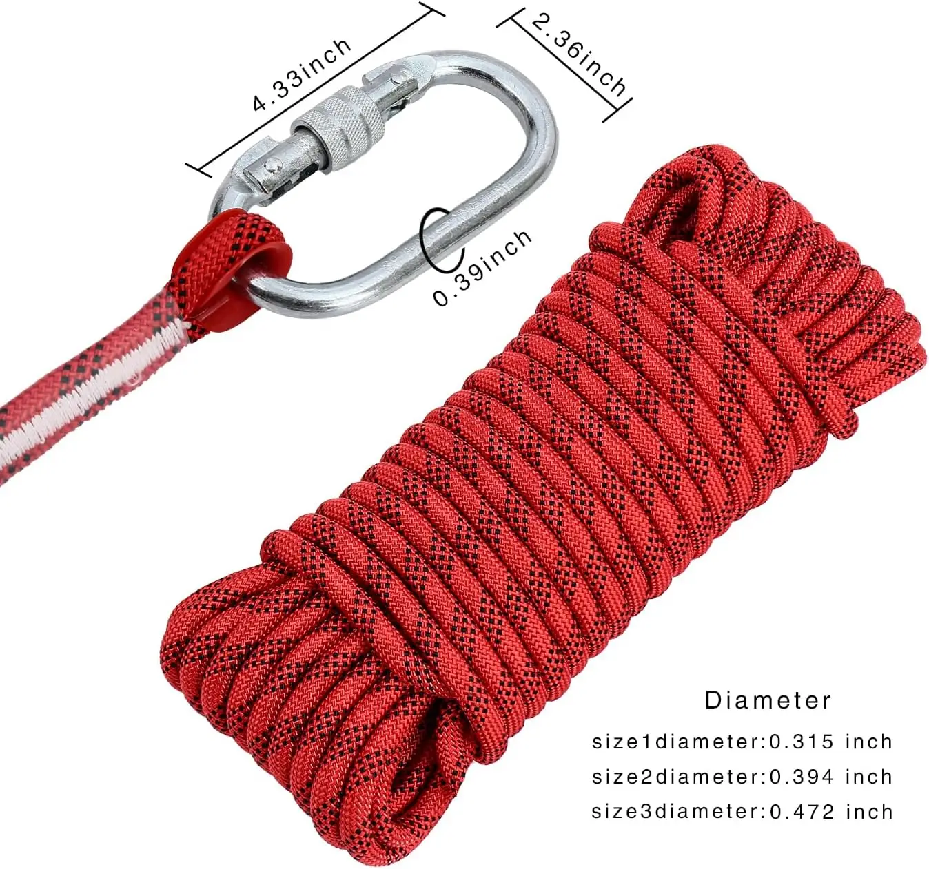 Climbing Rope 8mm 98Ft (30m) Static Climbing Outdoor Rock Rope Braided Polyester Static Rock High