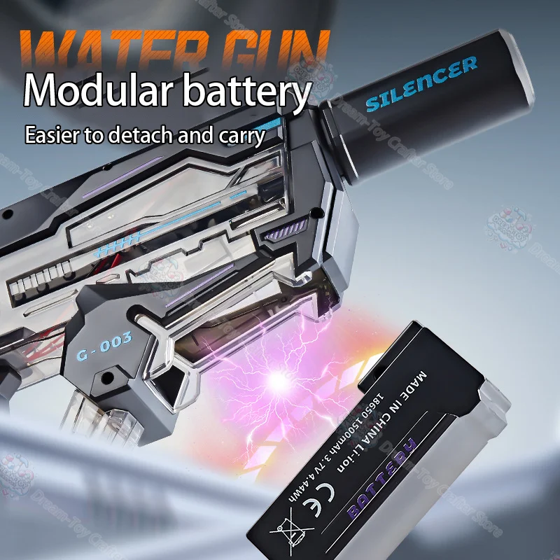 Pistola de água elétrica brinquedo para crianças automático alta pressão poderoso blaster grande capacidade firelight respingo tiro ao ar livre jogar