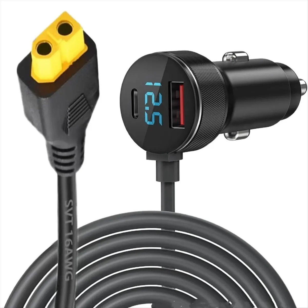 !【New Factory 】DC 12V/24V Plug Car Charger with Digital Display for Drone Solar Panel RV Solar Generator 16AWG Lighter