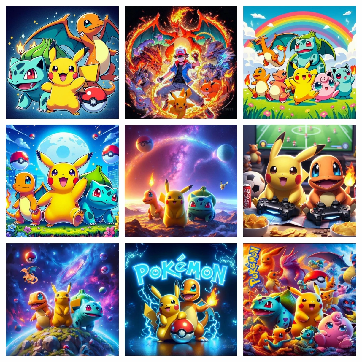 

2025 New Popular Pikachu Anime Pokemon 5D DIY Diamond Painting Mosaic Character Art Stitch All Round Set Pattern Artificial