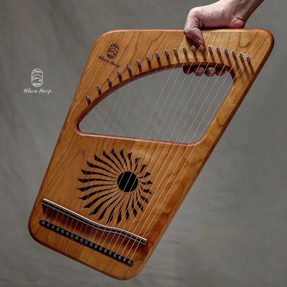 

New 7 19 Strings Lyre Harp, Solid Wood, Hluru, Cherry Wood Finger Harp, C Key, Profession Musical Instrument Set