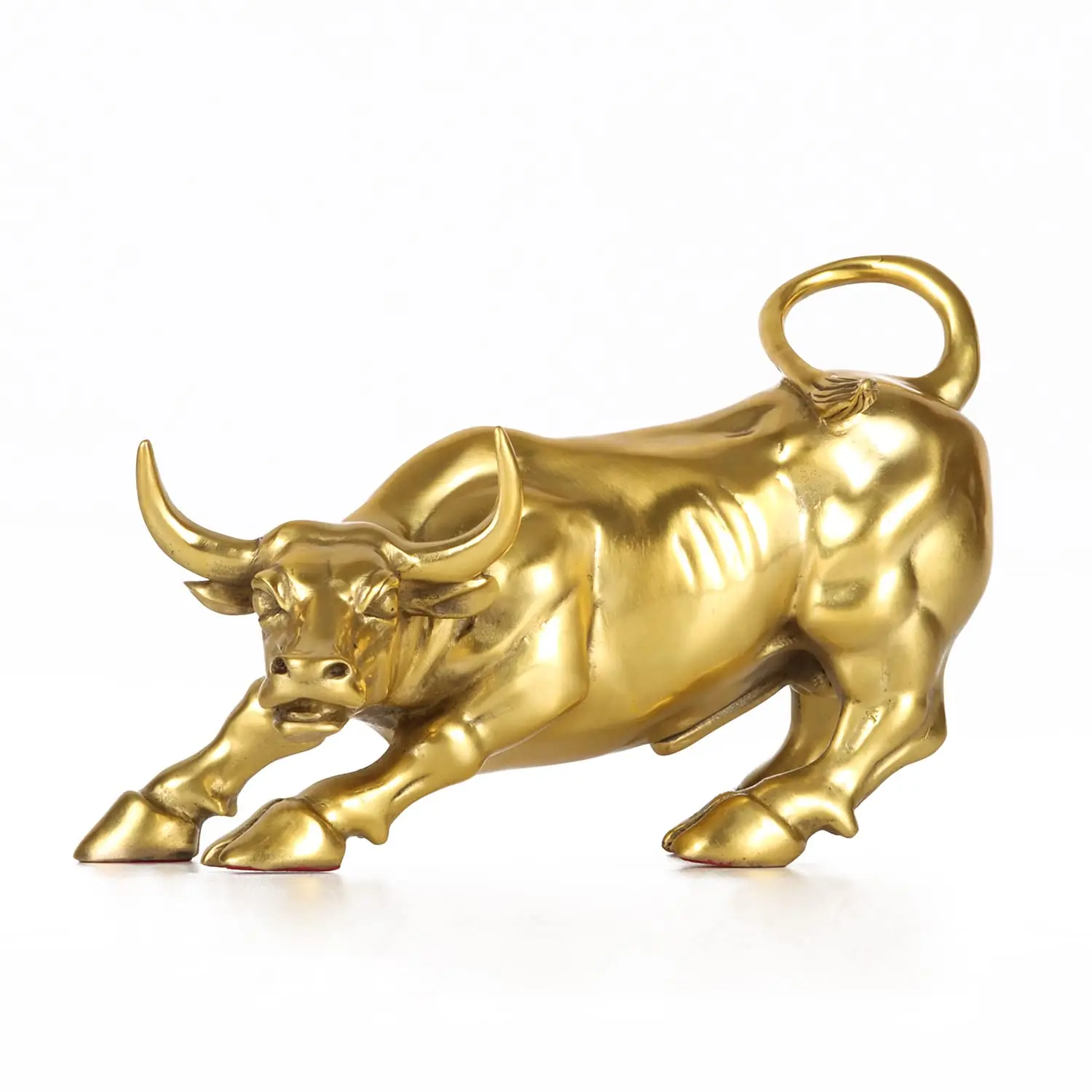 Feng Shui Wealth Brass Street Bull Statue Sculpture Home Decoration Gold Copper Bull Represents Good Luck for Career and Wealth