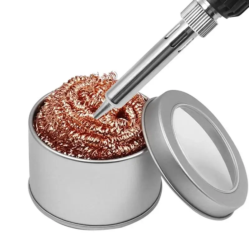 Soldering Iron Tip Cleaner Copper Wire Mesh Metal Base No Temperature Drop For Electronic Soldering Repair Projects