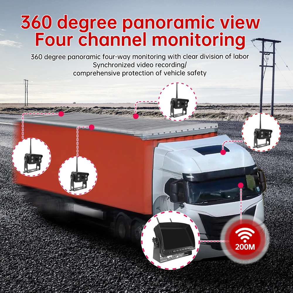 Carsanbo For Truck Container Big Car Rv Camera 7 Inch Wireless Monitor With Ai Blind Spot Bsd Alarm System Night Vision 1080P