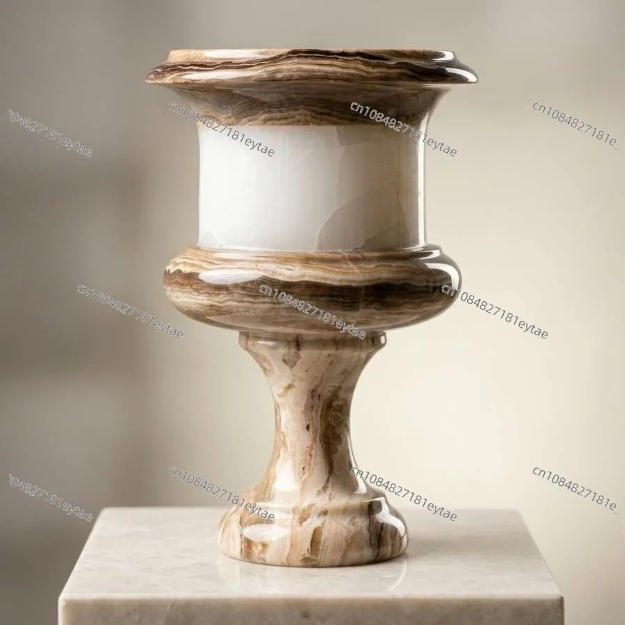 

Wabi Sabi Vintage Minimalist Natural Marble Jade Vase Artistic Light Luxury Home Decor
