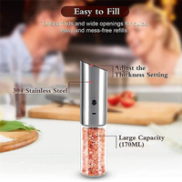 Pepper Mill Electric Salt Pepper Grinder USB Rechargeable One-Handed Operation Adjustable Salt Peppercorn Shakers-AC08
