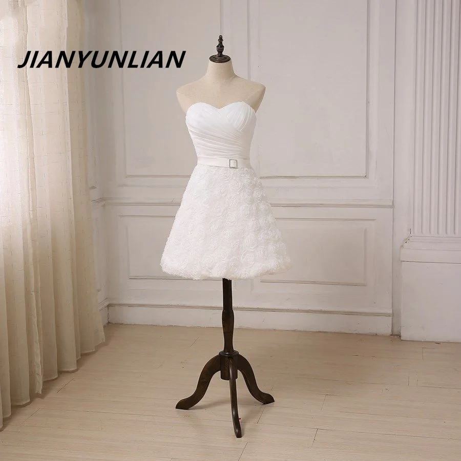 

Short Wedding Dresses Sweetheart Knee Length A-line Lace Little White Dress Vestido De Noiva Robe De Mariee
