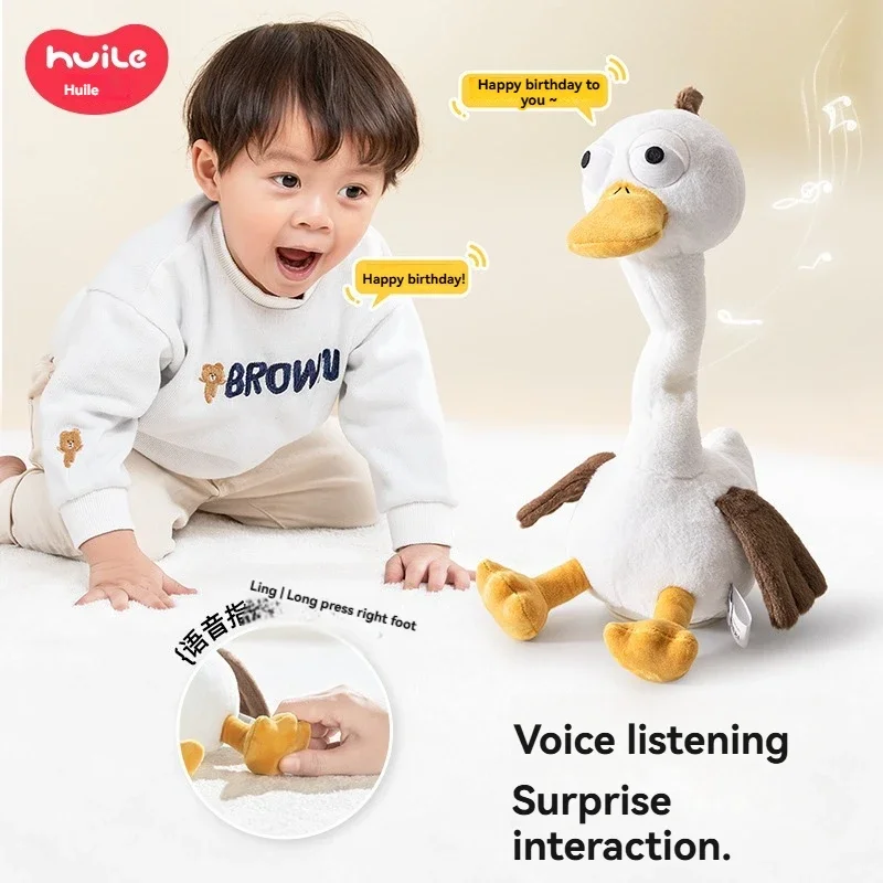 Talking and Repeating Duck Plush Baby Companion Infant Soothing Doll First Birthday Gift Voice Interactive Educational Model