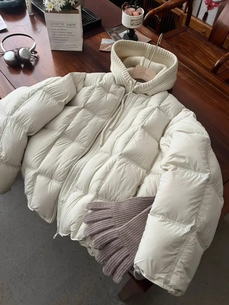 

Women's Puffer Bread Style Jacket Hooded down Cotton Coat Warmth Comfortable Korean Style Loose Fit Long Sleeve Short Coat