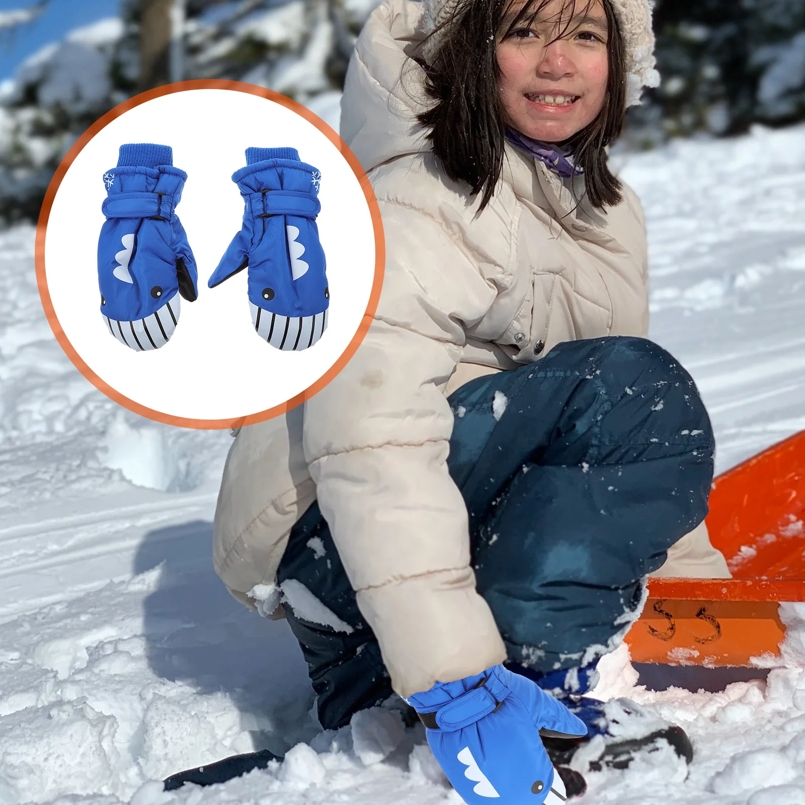 

2Pcs Child Ski Gloves Winter Waterproof Warm Thickened Cartoon Design Windproof Multi- Outdoor Activities