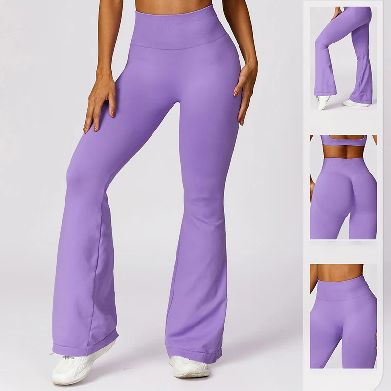 Bezszwowe rozkloszowane legginsy legginsy sportowe kobiet siłownia joga joga rozkloszowane spodnie damskie Fitness spodnie do tańca łaciński odzież