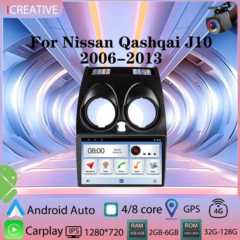 

Android Car Radio for Nissan Qashqai J10 2006-2013 Multimedia Carplay Player Headunit 9inch Autoradio 2din Stereo Navigation GPS