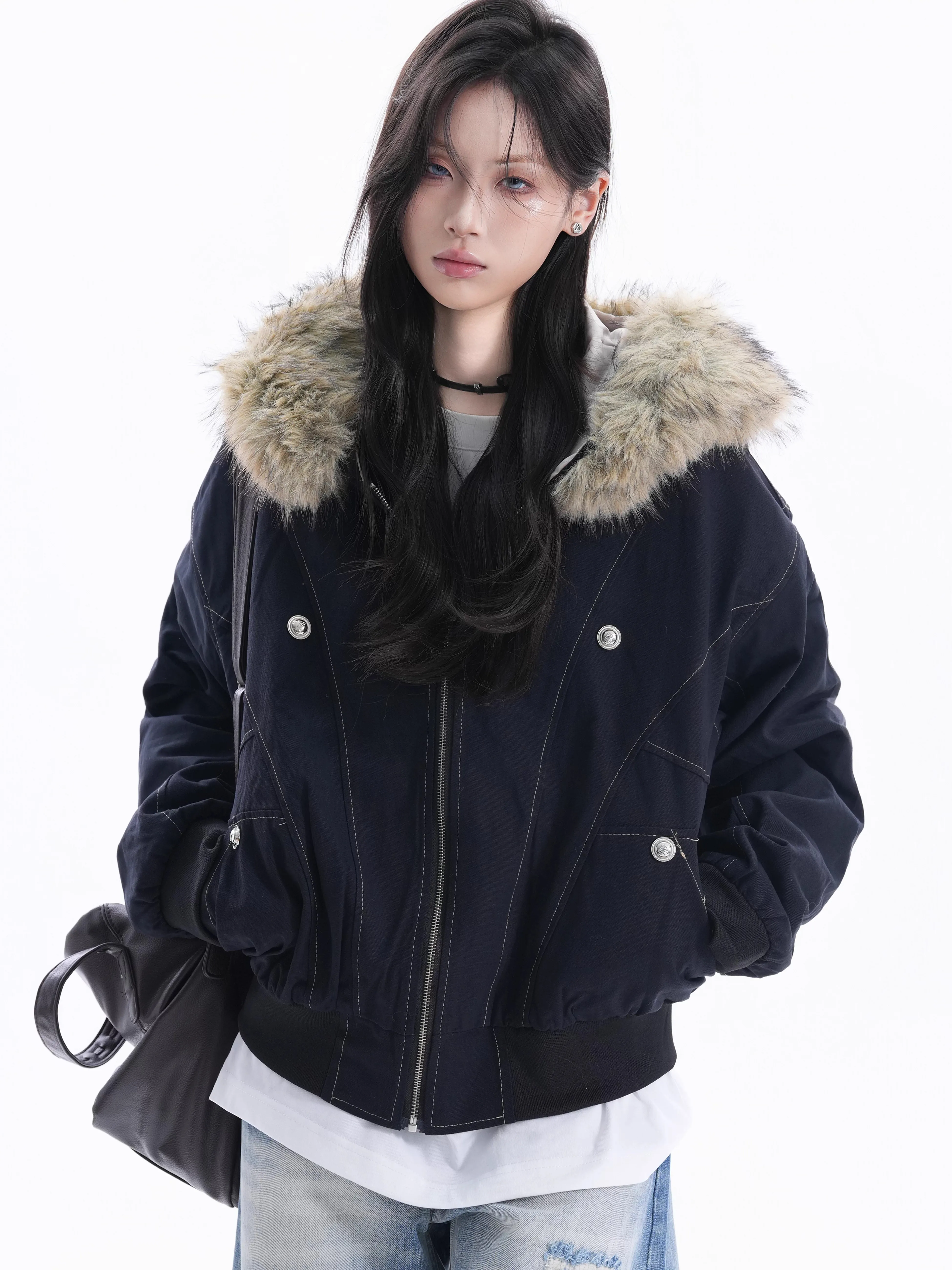 Winter Women's Lambs Wool Hoodie Jacket American Retro Faux Fur Outwear Coat Y2k Korean Fashion 2000s High Street Thick Warm