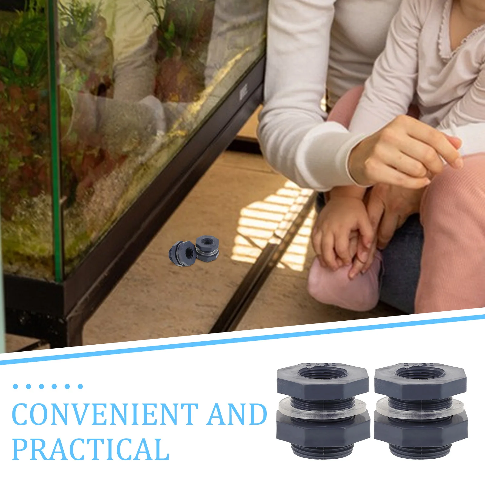 2 Pcs Pvc Partition Accessories Bulkhead Adapter Tank Rain Barrel Connector Fitting Fittings Pool