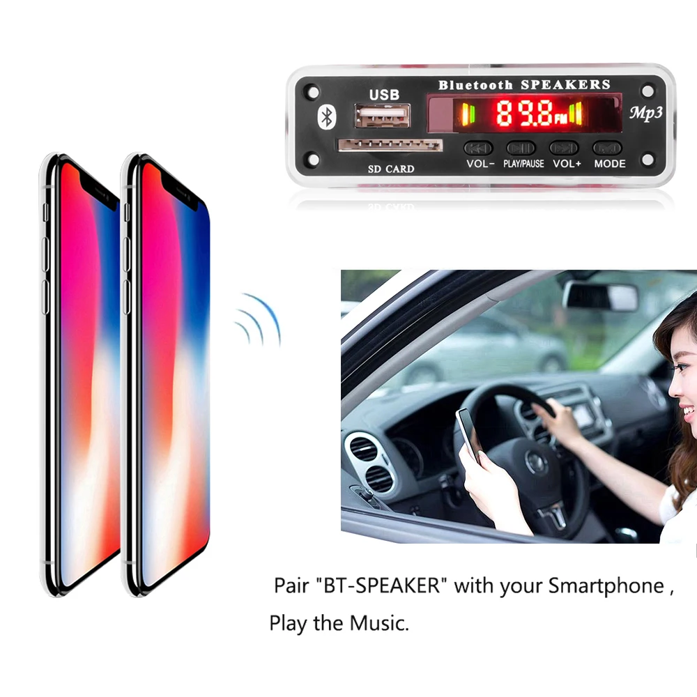 2*20W Amplifier 7-18V MP3 Decoder Board Color Screen Bluetooth 5.0 Stereo Audio Module FM AUX Audio Radio Module Car Mp3 Player