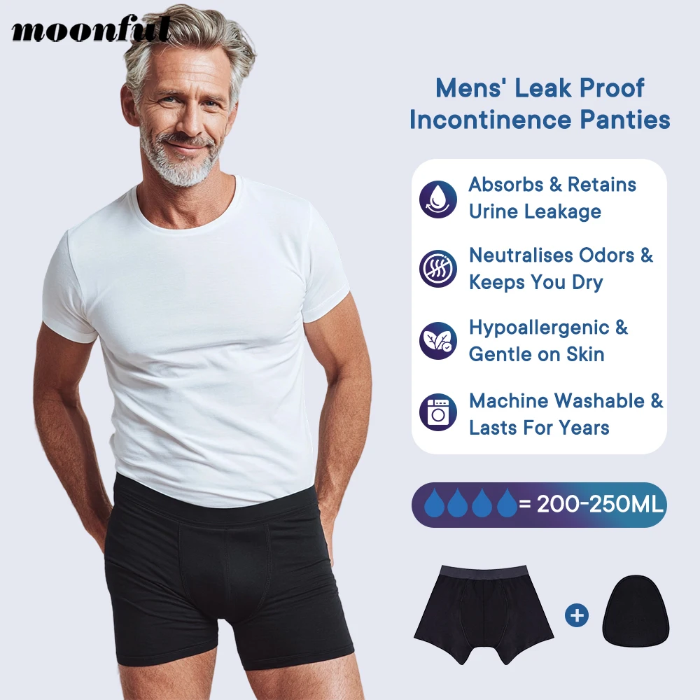 

Ultra-Absorbent Incontinence Underwear Men Panties Leak Protection Men Boxers Maximum Absorbency Overnight Urinary Briefs 200ML