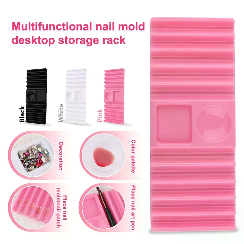 1Pcs Plastic Multi-purpose Nail Art Pen Holder 10-Compartment Brush Stand With Color Palette Organize And Display Manicure Tool