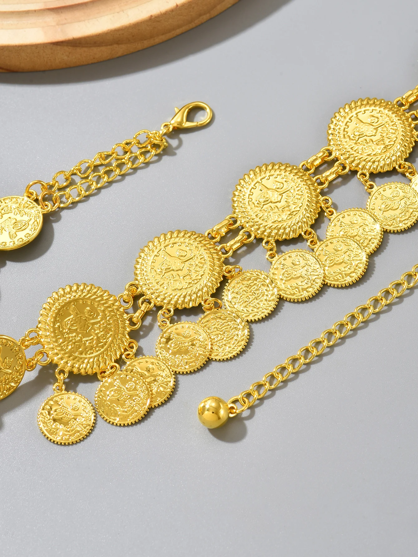 Golden Coin Tassel Waist Belt for Belly Dance Performance - Vintage Metal Tassel Design, Perfect for Party & Banquet Attire image 2