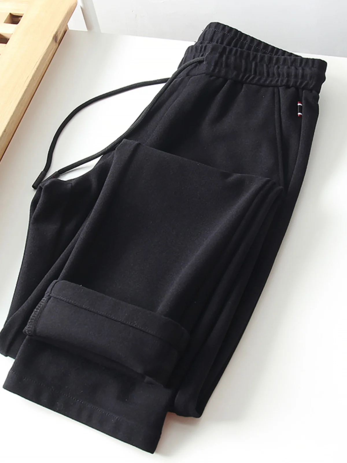 

Модные повседневные брюки ручной работы с прямыми штанинами для мужчин, весенне-осенние, с эластичной талией, стильные брюки, необходимые каждому мужчине