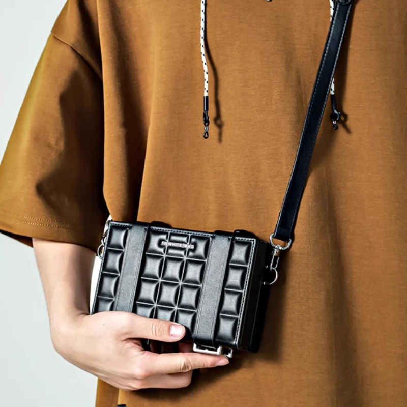 Trendy Brand Box Shape Bag for Man Woman 2025 New Small Square Bag Pu Leather Shoulder Crossbody Bag Unisex Fashion Phone Purse