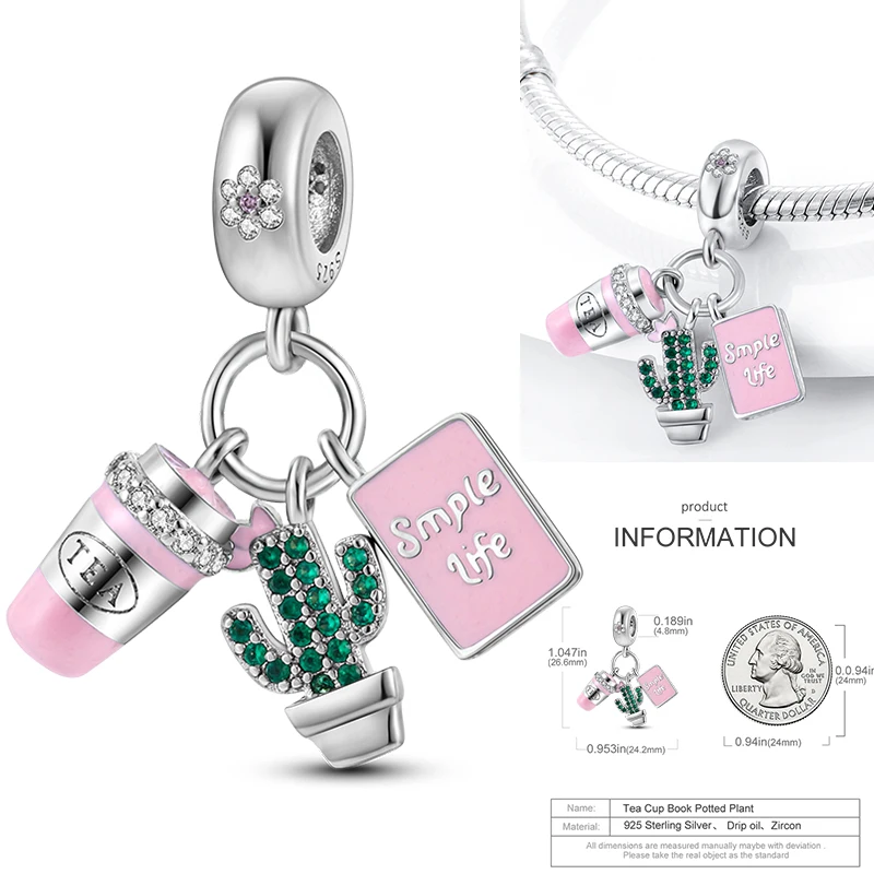2026 Neuer Rosa Charm aus 925 Sterling Silber, Herz-Schleife-Parfüm-Rosen-Perlenanhänger, passend für europäische Armbänder, DIY, romantisches Geschenk für Frauen – Detail 23