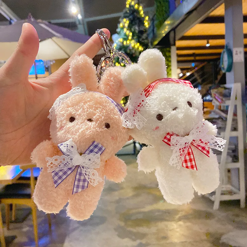 Girl's Kawaii Pendant Cute Rabbit Figurines Bags Pendants Couple Pendants Dolls Key Chains Plush Accessories Keychains Bag Chain