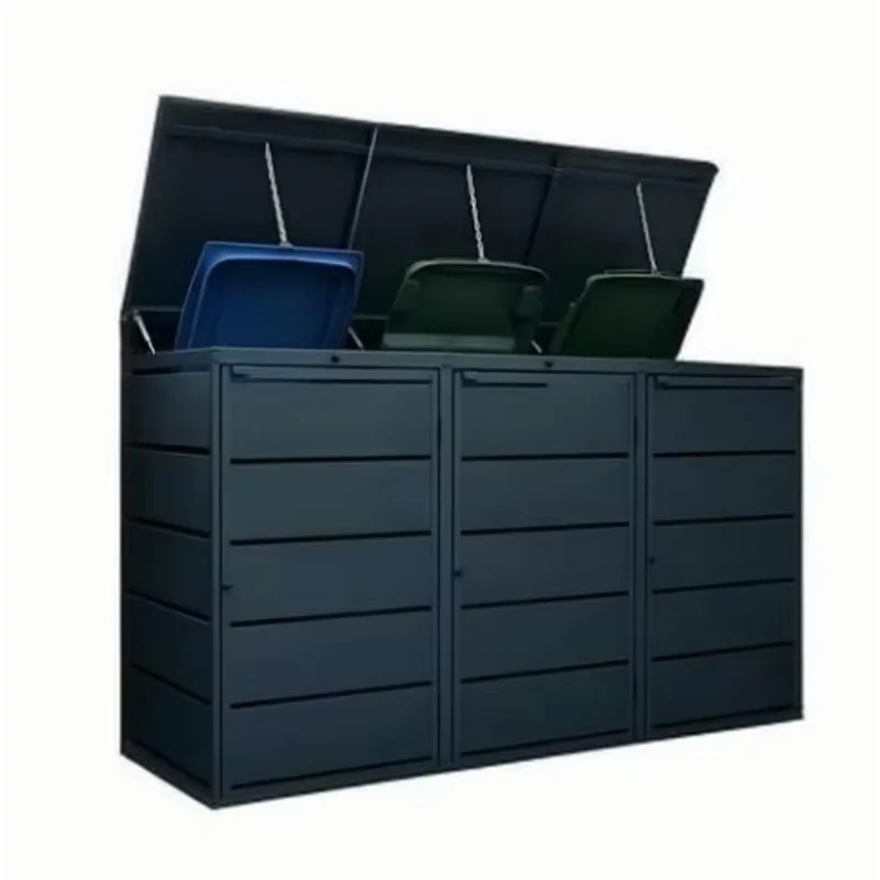 Durable Triple Wheelie Bin Storage Cabinet Garden Garbage Can Shed Expandable  Bin Cover Outdoor Rubbish Bin Housing