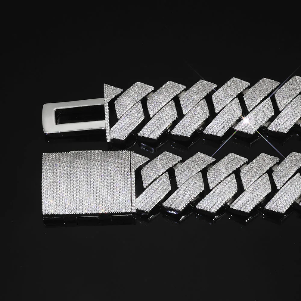 

Кубинская цепочка в стиле хип-хоп, мужское ожерелье с тяжелым льдом, роскошное большое серебряное ожерелье с кубическим цирконием 30 мм7ROW, Рождественский подарок