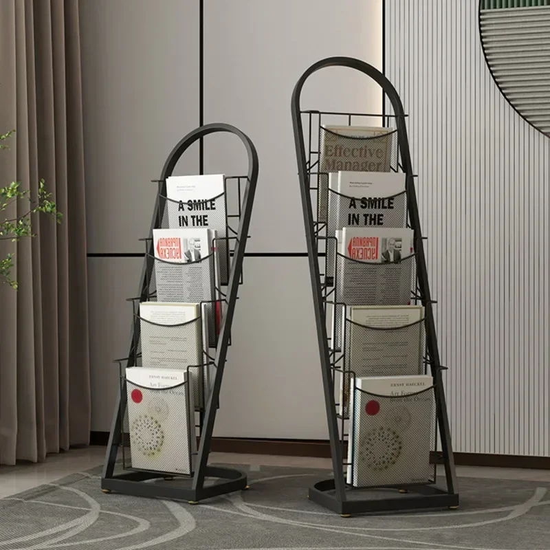 Light Luxury Large Capacity Magazine Rack Front Desk Publicity Material Display Office Floor Newspaper Stand