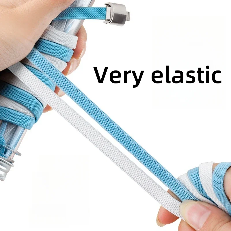 1Pair No Tie Shoe laces Press Lock Shoelaces without ties Elastic Laces Sneaker Kids Adult 8MM Widened Flat Shoelace for Shoes