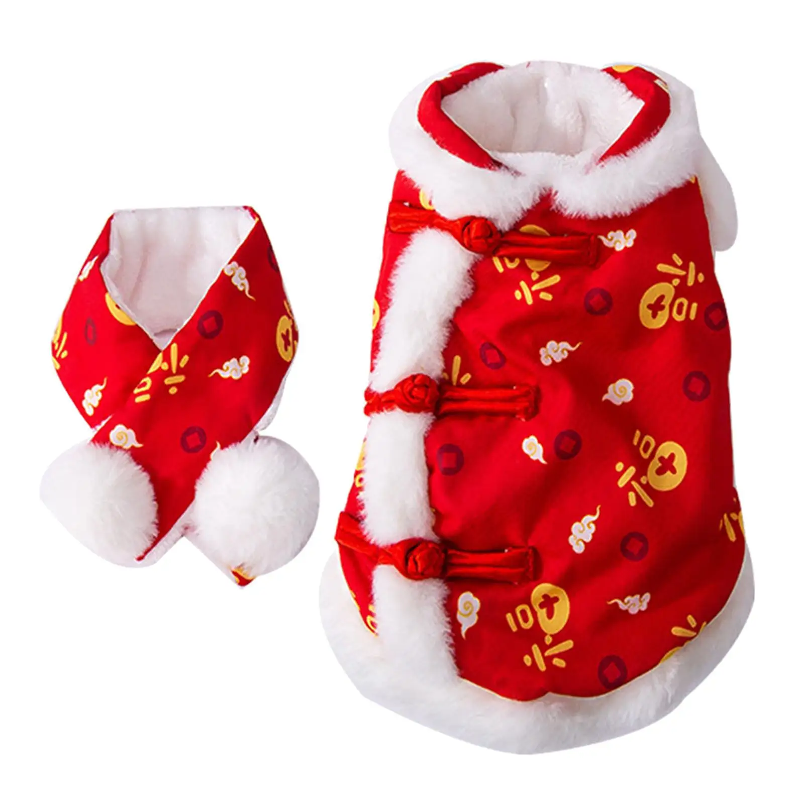 Tang Costume with A Scarf Soft Pet Dog Costume for Holiday Stage Performance
