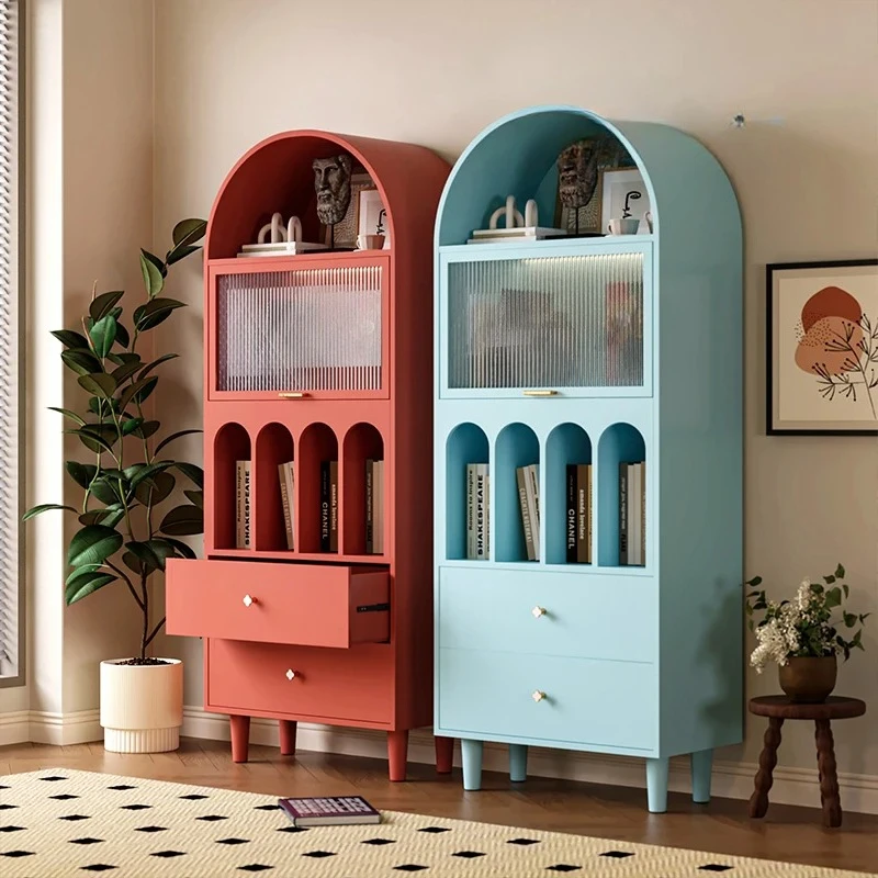 Home entrance cabinet, living room against the wall, bookshelf, integrated solid wood cream wind storage, storage chest