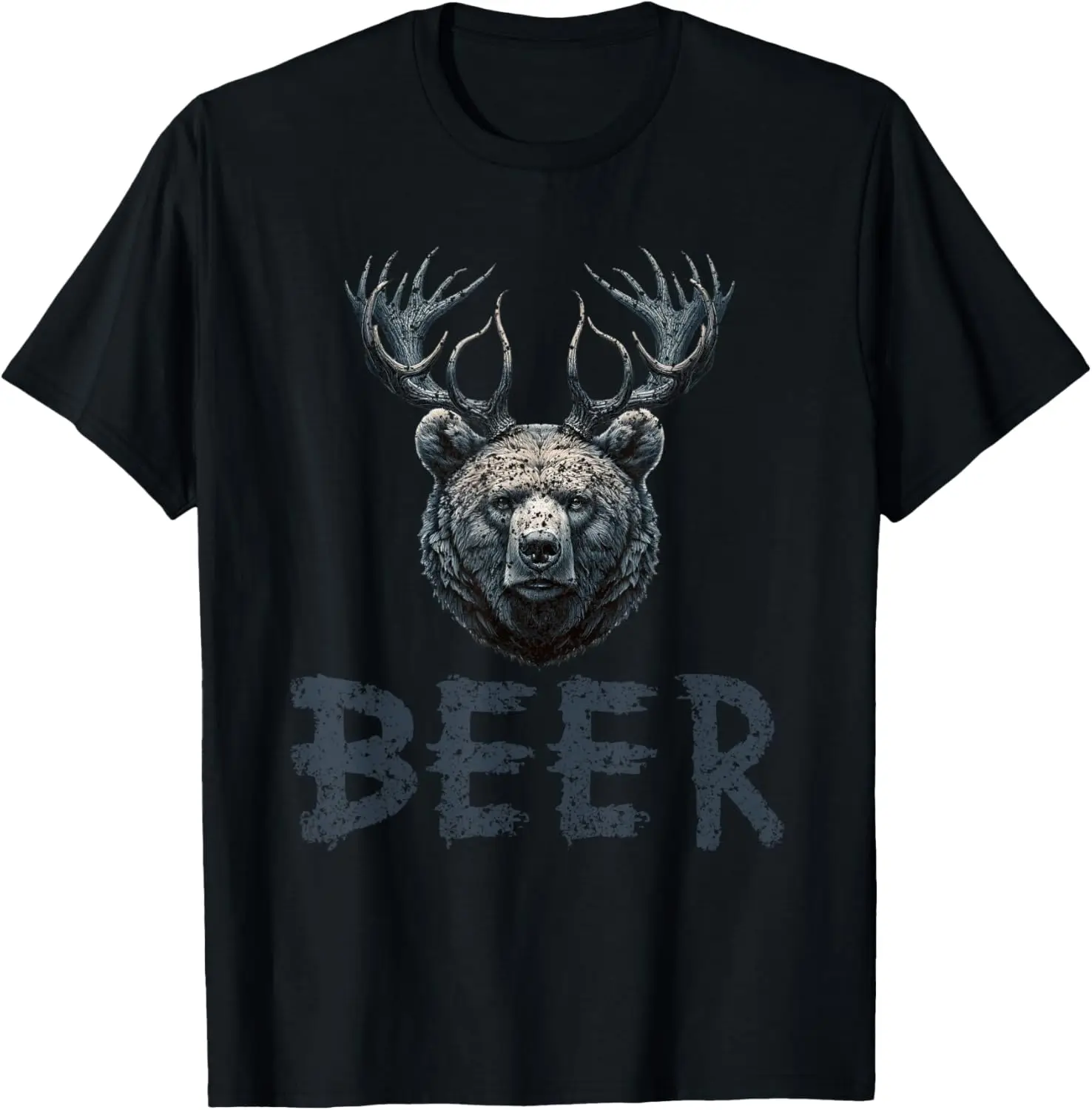 Beer Bear With Antlers Deer Bear Grizzly Beer T-Shirt