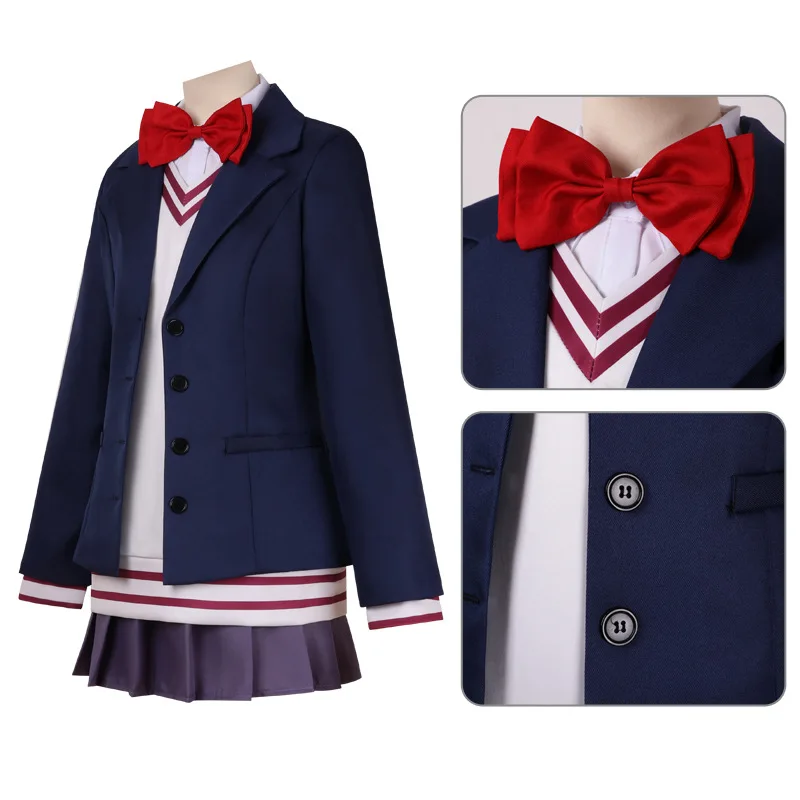 Momo Ayase Costume Cosplay Parrucca Anime Dandadan Cosplay Scuola JK Orecchini uniformi Gonna maglione rosa Festa di Halloween Donna