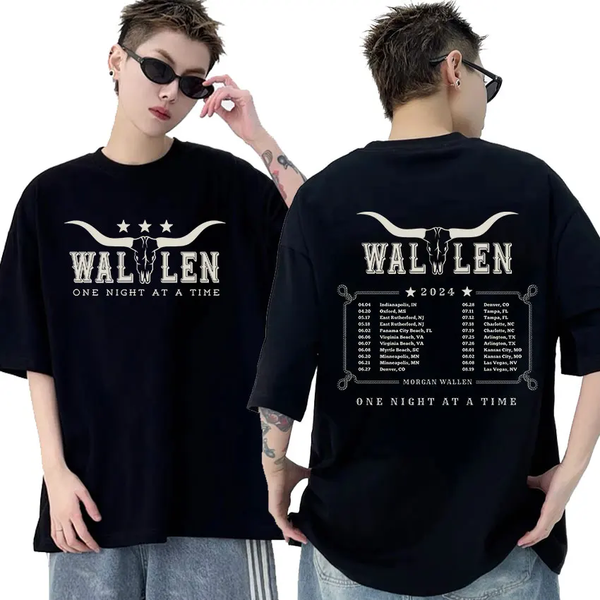 Morgan Wallen Tour 2024 Graphic T Shirt Men Retro Fashion Cotton Short Sleeve T-shirt Unisex Casual Oversized Tshirts Streetwear