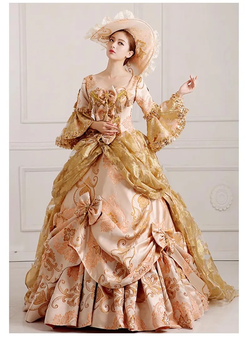 유럽 ​​트레일링 코트 스커트 복고풍 드레스 유럽 고전 중세 이브닝 드레스 유럽 학교 사진 사진 Catwalk Woman