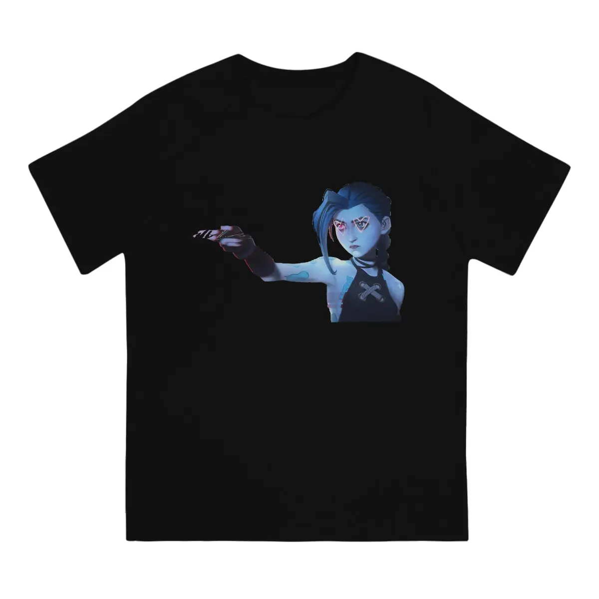 Arcane League of Legends Jinx Point T Shirt Polyester Punk Men Tees Summer Clothing Harajuku Crewneck TShirt