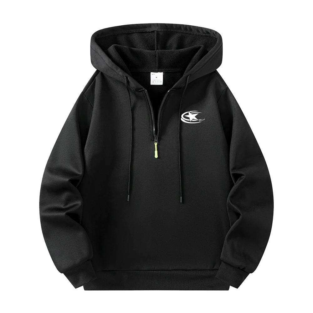 Men's Retro Star Icon Print Half Zip Hoodies Casual Pullover For Daily Commute Streetwear Running And Fitness Sportswear Top
