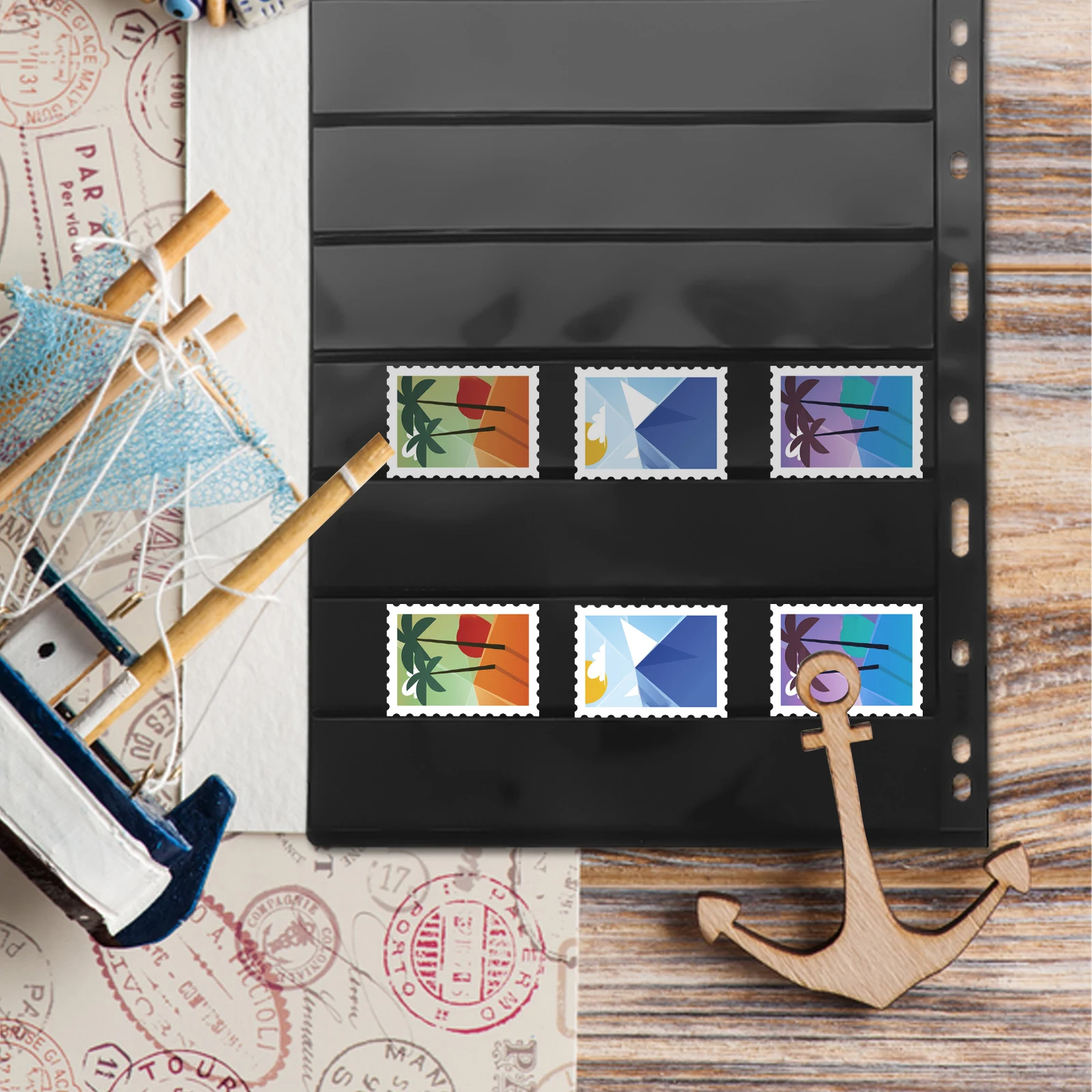 

10 Sheets Plastic Stamp Collecting Album Reusable Stock Pages for Stamps Coins Cards Storage Holder Collection Insert Organizer