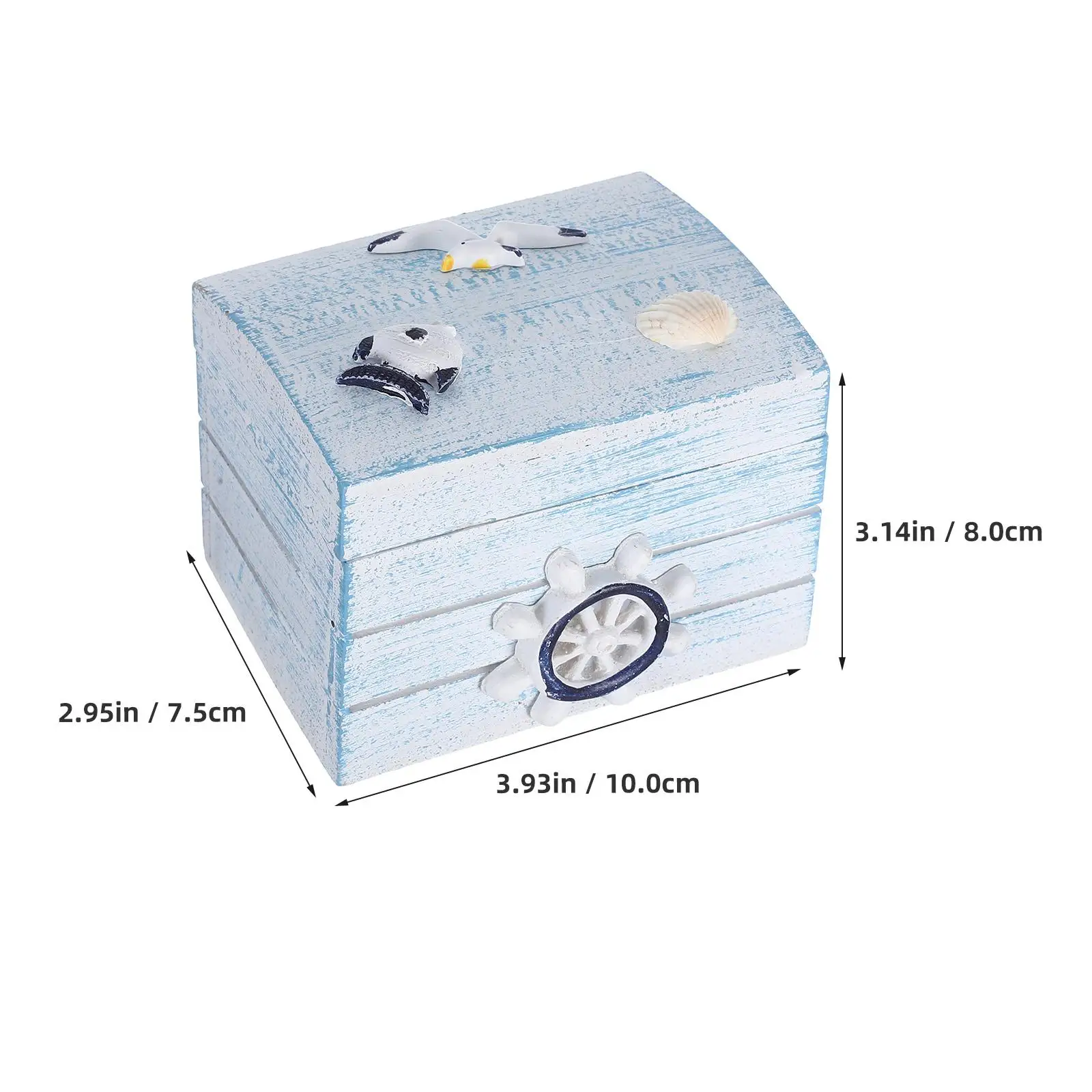 Ящик для хранения в океанском стиле, деревянный сундук, небольшой контейнер для сокровищ, декоративный органайзер, морской прибрежный пляжный дом, папка для файлов