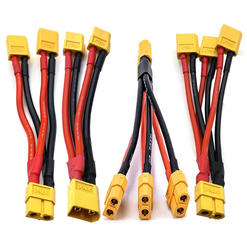 XT60 Parallel Battery Connector Male/Female Cable Dual Extension Y Splitter/ 3-Way 12AWG Silicone Wire for RC Battery Motor