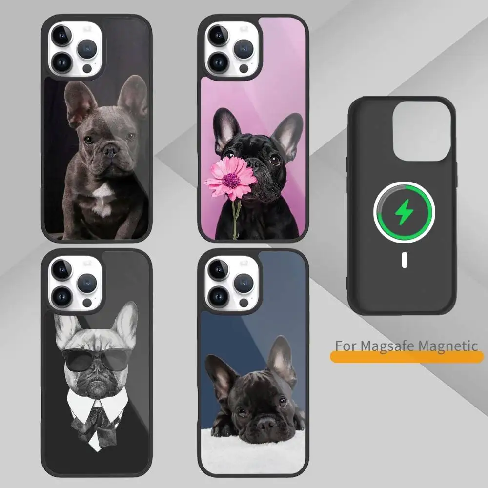 

FUNNY Black French Bulldog D-Dog Phone Case For iPhone17,16,15,14,13 Plus,Pro Max Magnetic For Magsafe Wireless Charging