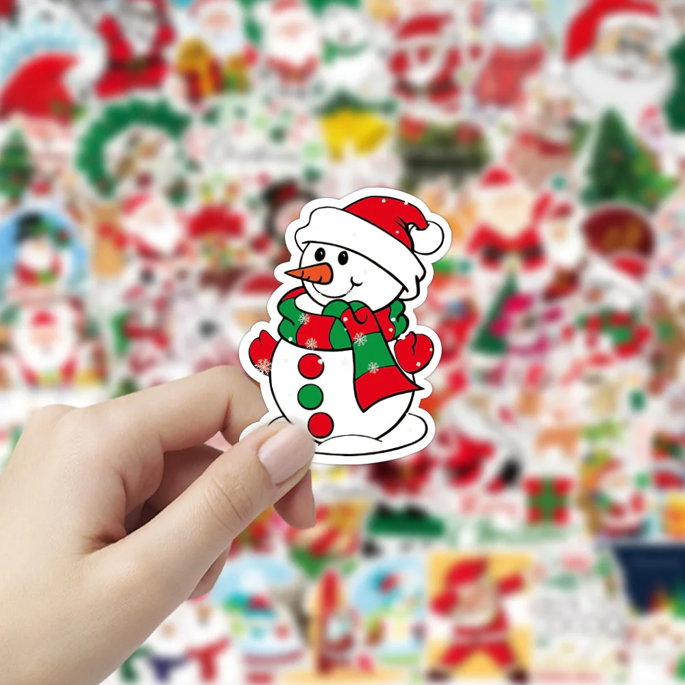 10/30/50PCS Cartoon Christmas Holiday Decoration Stickers Graffiti  Computer DIY Scrapbook Wall Sticker Toy Decoration Wholesale