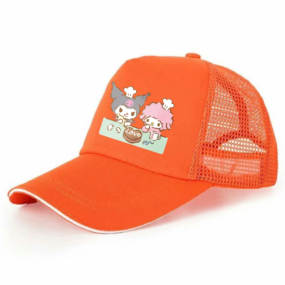 

Kuromi Kids Sun Hat Sanrio Mesh Baseball Cap Summer Breathable Peaked Cap Girls Boys My Melody Cartoon Adjustable Snapback Hat