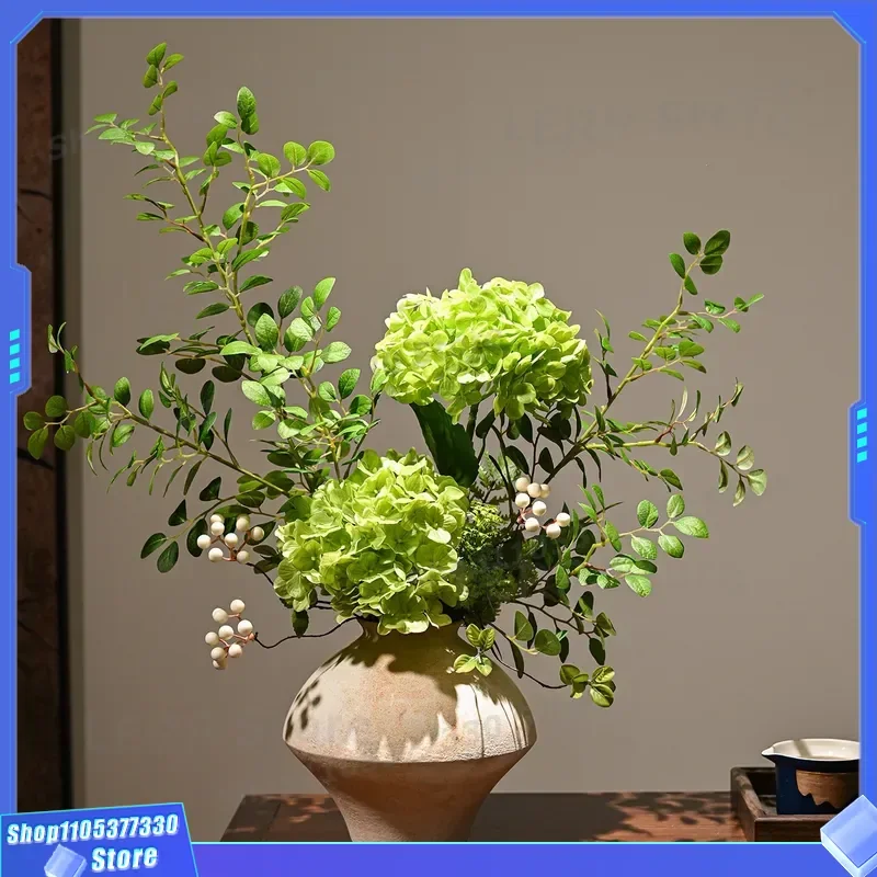Runye Premium Artificial Hydrangea Arrangement Green Plant Decor for Living Room Entrance High End Simulated Flower Ornament