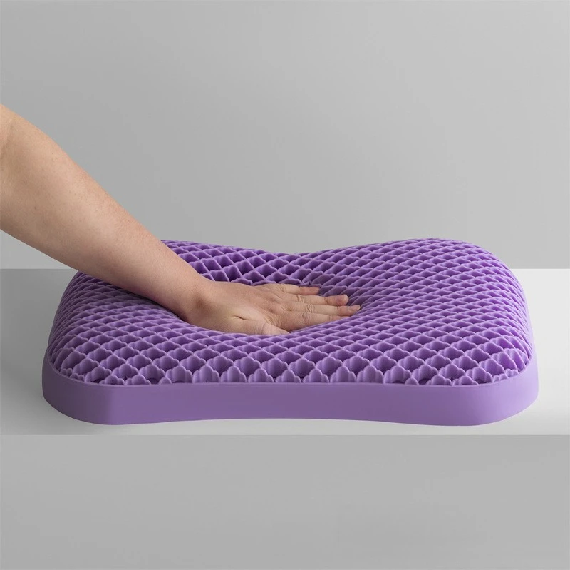 Wave pattern TPE protects cervical spine reduces stress and provides a cool summer sleeping pillow core with pillowcase