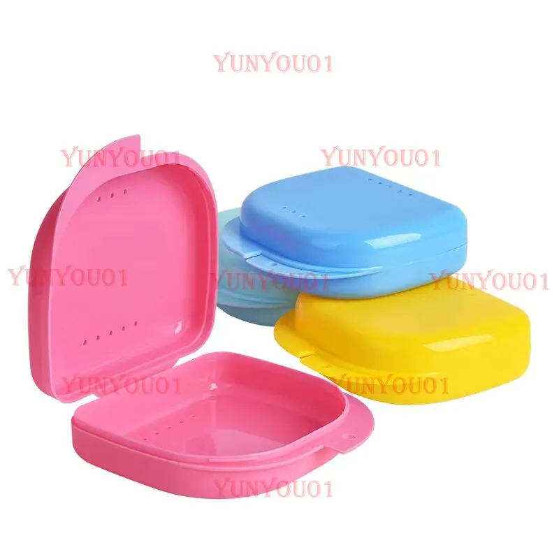 1Pc Dental Denture Box Tray Box Dental Orthodontic Case Protective Case Vent Holes False Teeth Case Clean Organizer