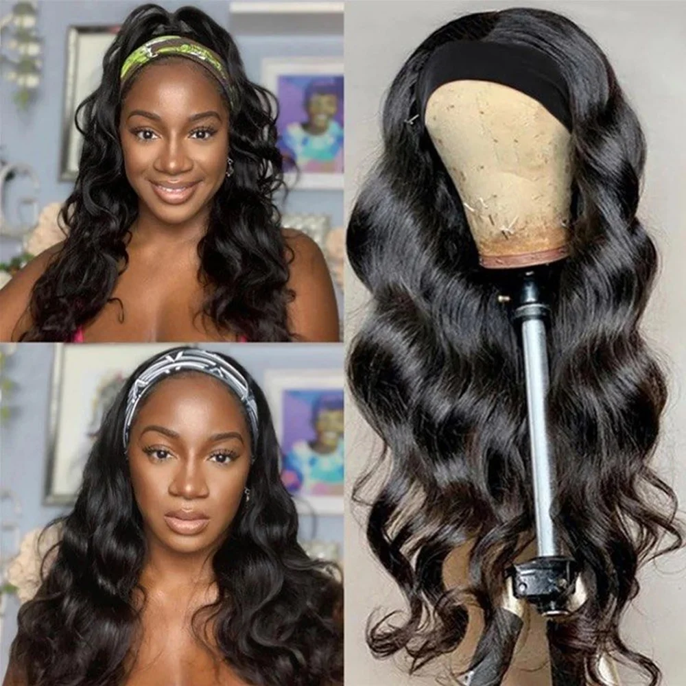 Headband Wig Human Hair Body Wave Glueless Wig 180% Density Remy Human Hair Wigs For Black Women Brazilian Ready To Wear Wig