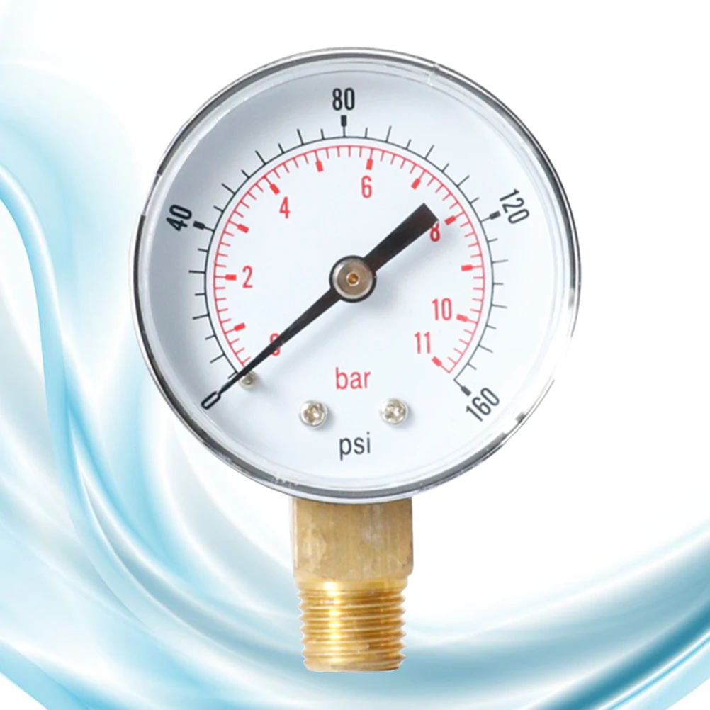 

Pressure Gauge Chrome Steel BAR Compression Psi Compressed Air NPT Mini Size Clear Markings Metal Case Non-corrosive Brass