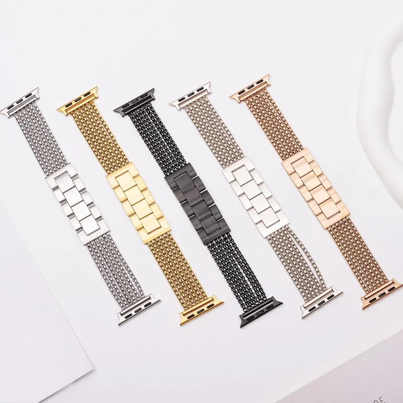 

Stainless Steel Watch Straps for Apple Watch bands Metal Chain Bracelet for iwatch 38 40 41 42 44 45 46 49mm Correa Accesssories